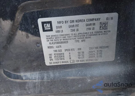 2016 Buick Encore Convenience z USA, uszkodzony, nr VIN KL4CJFSB0GB668028